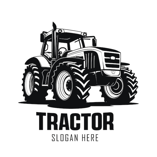 silhouet van een tractor illustratie vector met zwarte oude tractor op witte achtergrond