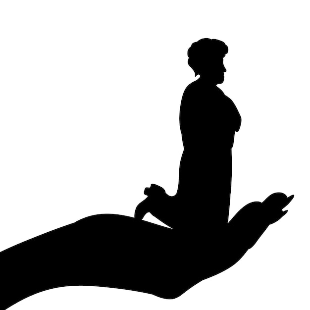 Silhouet van een vrouw die zorgzaam bidt