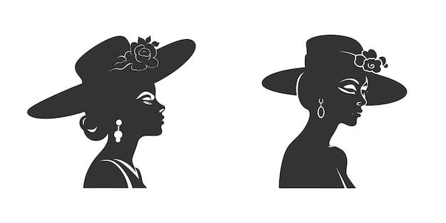 Silhouet van een vrouw in een hoed vectorillustratie