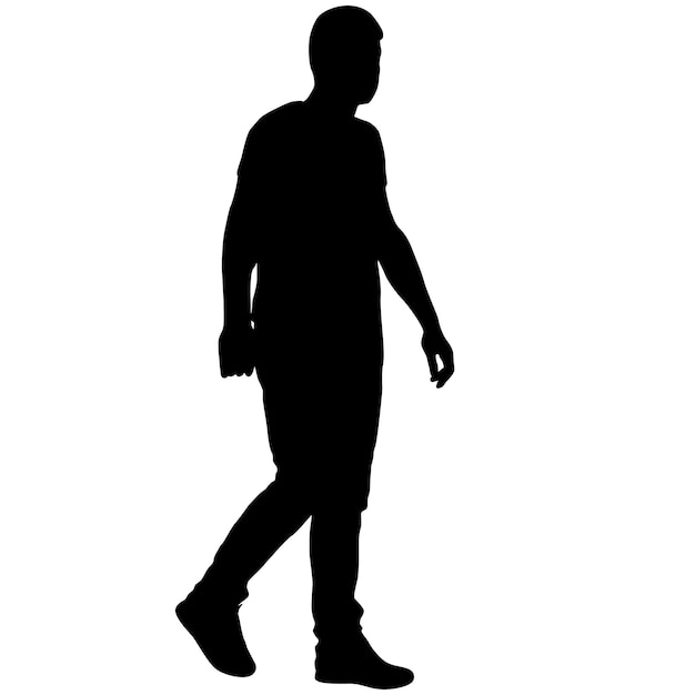 Silhouet van een wandelende man op een witte achtergrond