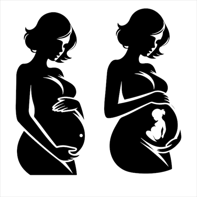 Vector silhouet van een zwangere vrouw