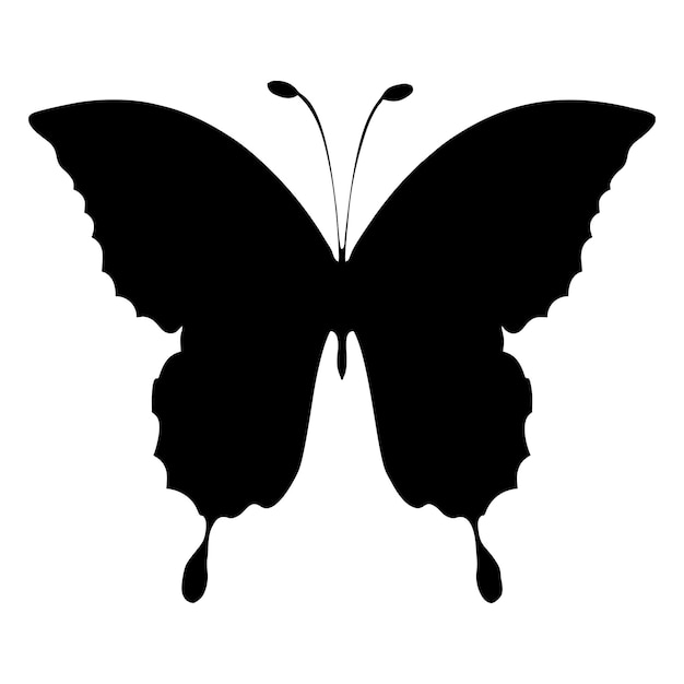 silhouet van een zwarte vliegende vlinder