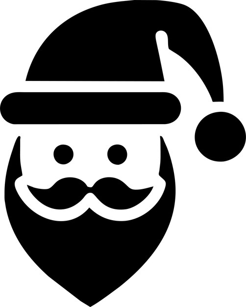 Vector silhouet van eenvoudige kerstman met baard avatar pictogram in vlakke stijl vectorillustratie