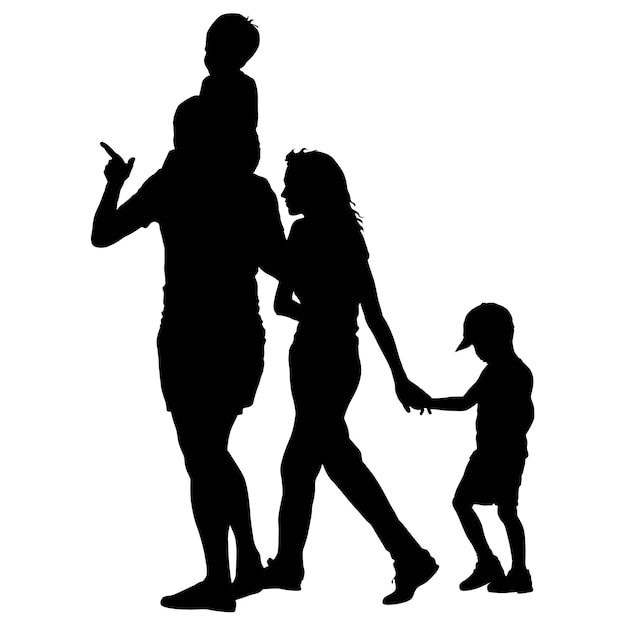 Silhouet van gelukkige familie op een witte achtergrond Vector illustratie