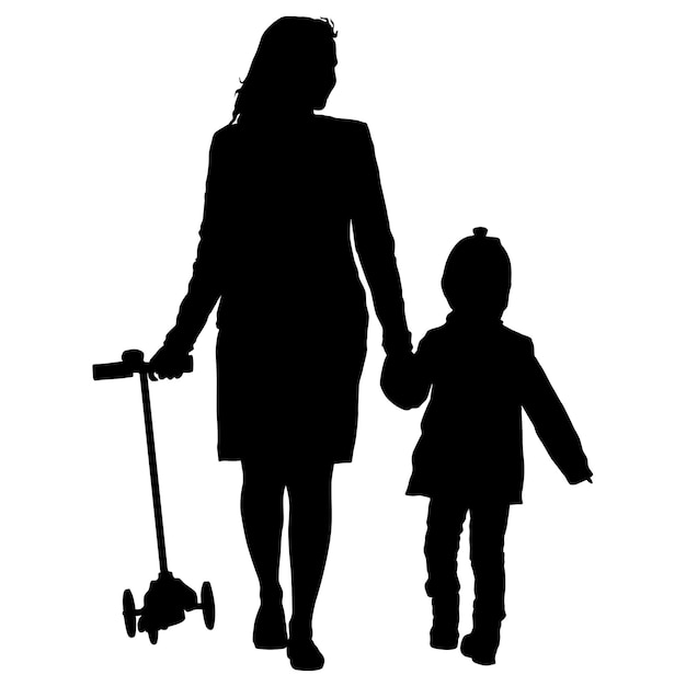 Silhouet van gelukkige familie op een witte achtergrond Vector illustratie