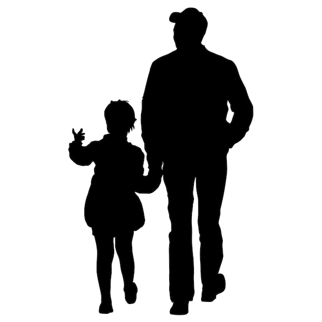 Silhouet van gelukkige familie op een witte achtergrond Vector illustratie