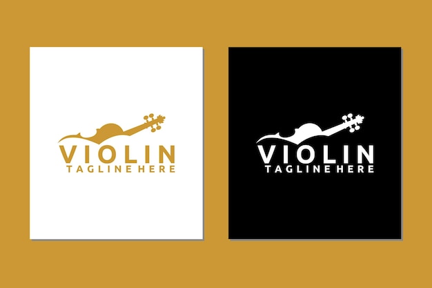 Silhouet van gouden viool cello viool contrabas pictogram logo vector ontwerp illustratie