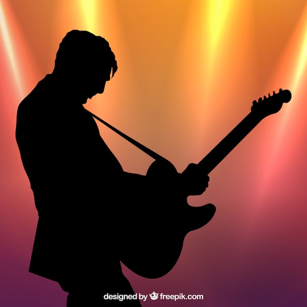 Vector silhouet van het profiel van gitarist