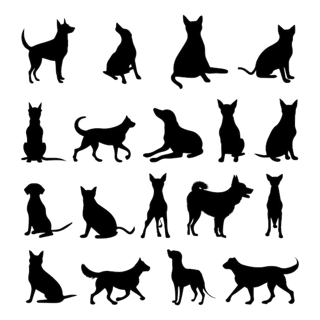 Silhouet van hond vector kunst illustratie