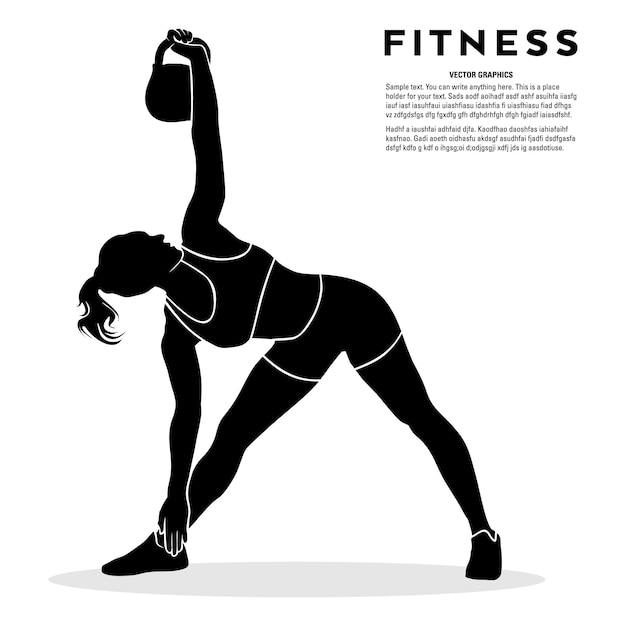 Silhouet van jonge fitness meisje tillen gewichten. vector illustratie