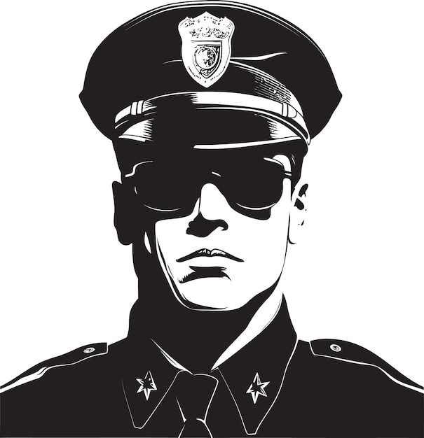 Silhouet van Justice Zwarte Vector Politieagent Bescherm en dien Ingewikkeld Politieagent Vector