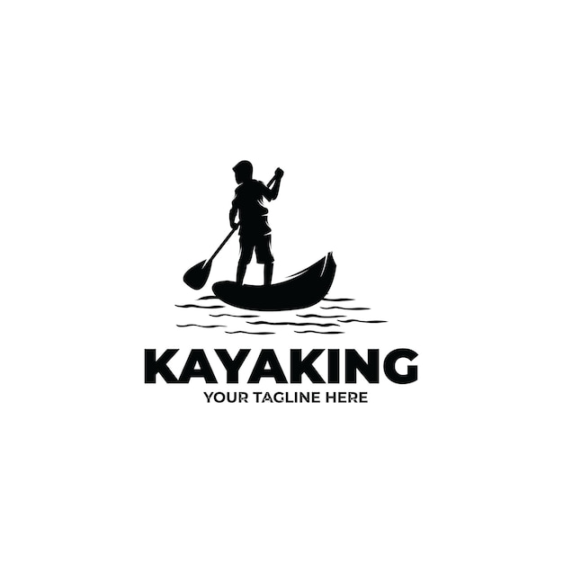 Silhouet van kajakken logo-ontwerp