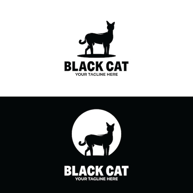 Silhouet van kat logo ontwerp inspiratie