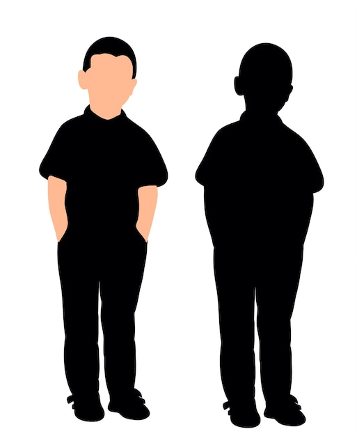 Silhouet van kleine jongen vectorillustratie