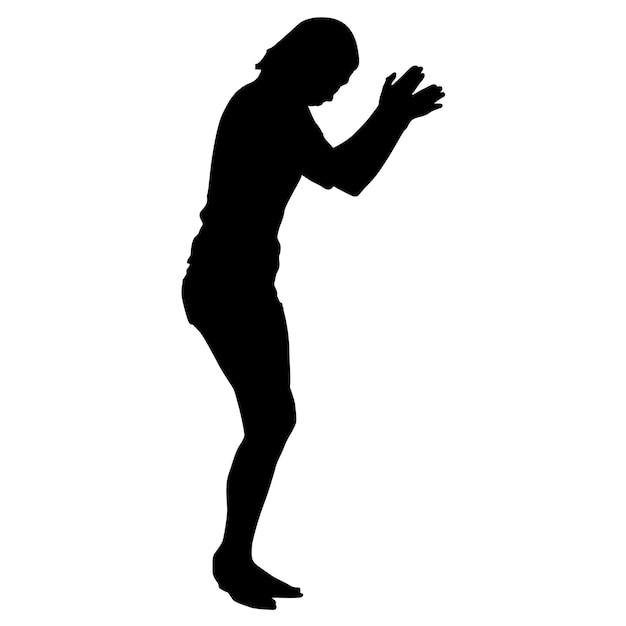 Silhouet van mensen dansen met een opgeheven hand op witte achtergrond