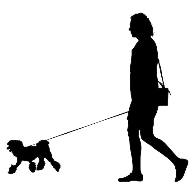 Silhouet van mensen en hond Vector illustratie