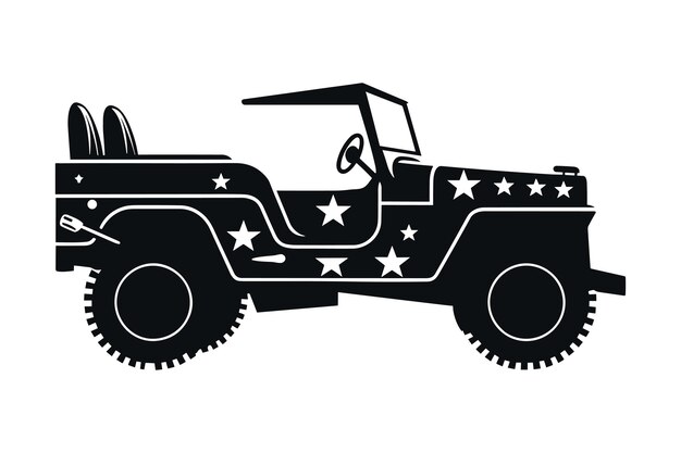 silhouet van militaire tankjeep humvee