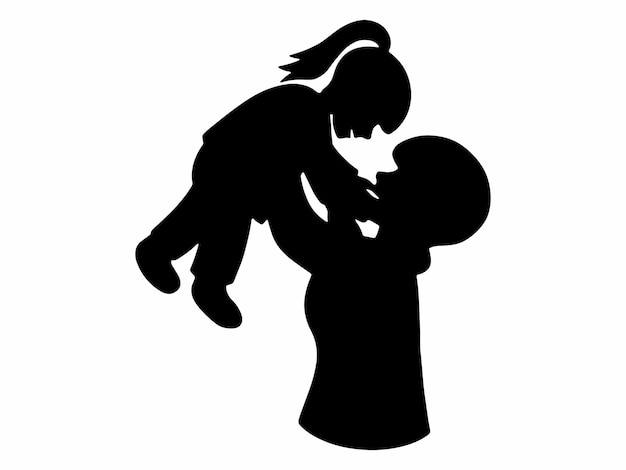 Silhouet van moeder met dochter achtergrond