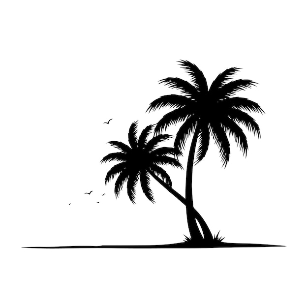Silhouet van palmbomen op een tropisch strand