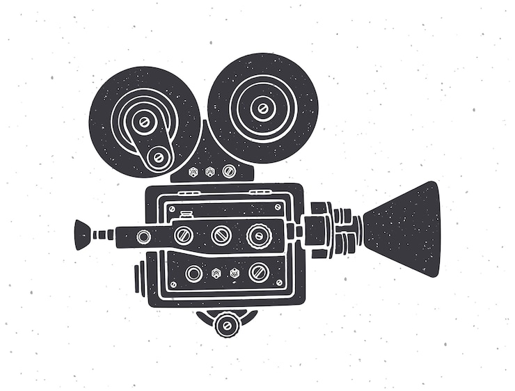 Vector silhouet van retro bioscoopcamera vectorillustratie ouderwetse filmcamera