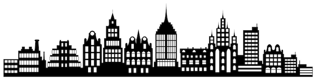 Vector silhouet van stad cityscape skyline landschap background