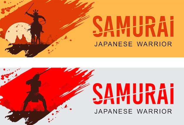 Silhouet van twee japanse samurai-zwaardgevechten