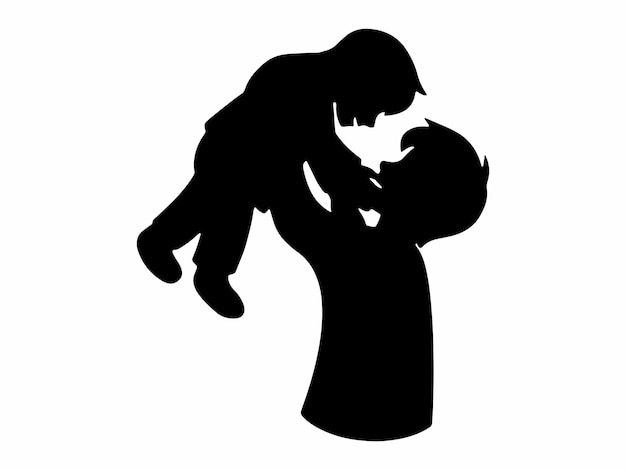 Silhouet van vader met kind achtergrond
