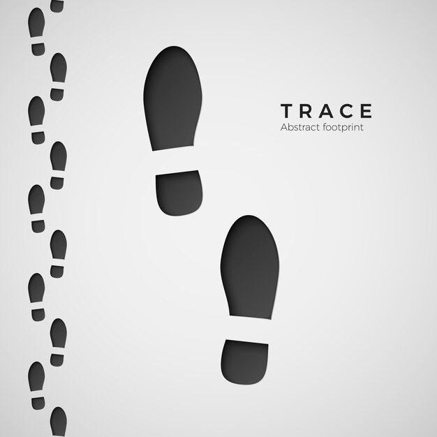 Vector silhouet van voetafdruk. trail betreden door laarzen. schoen trace. illustratie op witte achtergrond