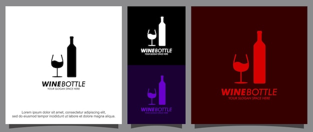 Silhouet van wijnfles en glas logo sjabloon