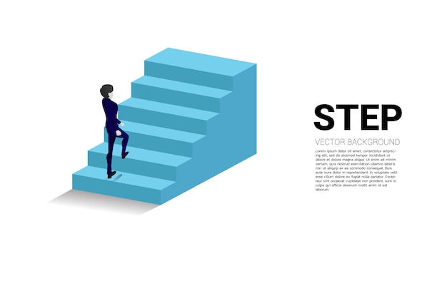 Silhouet van zakenman die op de trap loopt Concept van mensen die klaar zijn om carrière en zaken te verbeteren