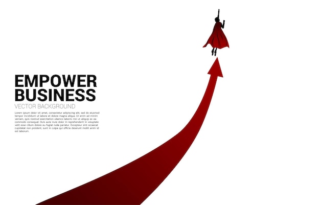 Silhouet van zakenman die snel met pijl vliegt. concept van boost en groei in het bedrijfsleven.