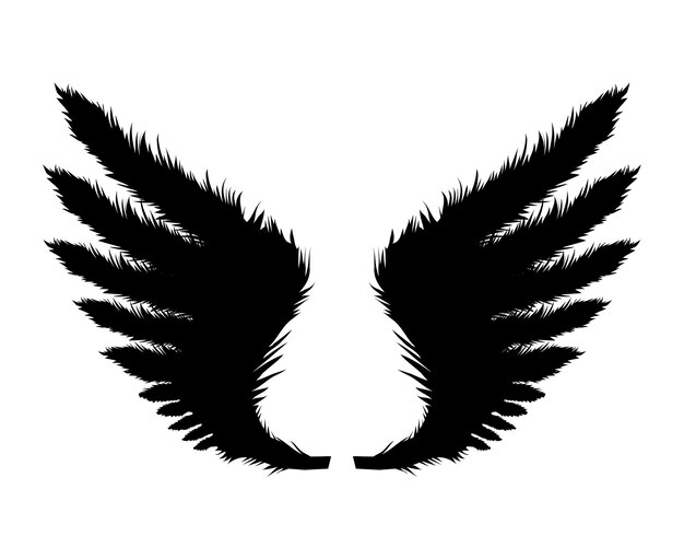 Silhouet van zwarte vleugels. vector illustratie