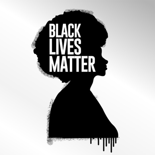 Silhouet van zwarte vrouw zwarte levens zijn belangrijk