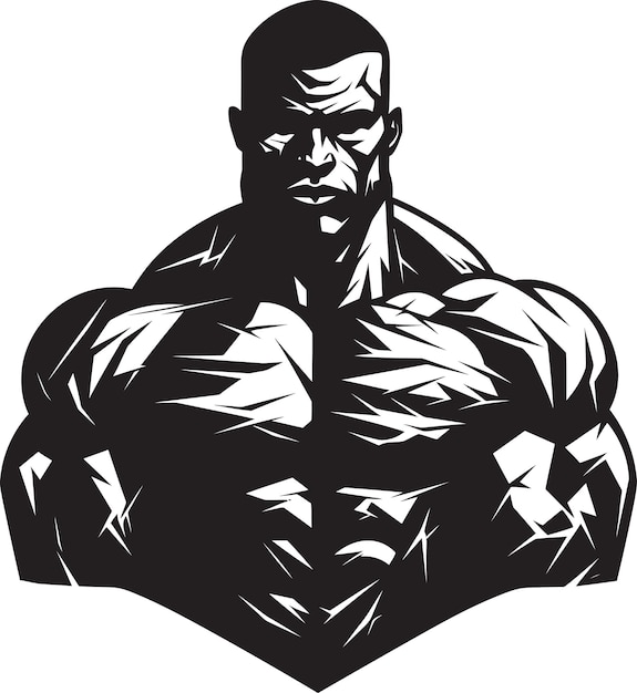 Silhouet veerkracht zwarte bodybuilder kunst spierbeheersing in schaduwen vector fitness