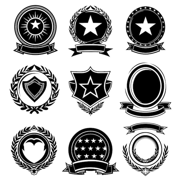 Vector silhouet vintage retro badges en medaille element alleen zwarte kleur