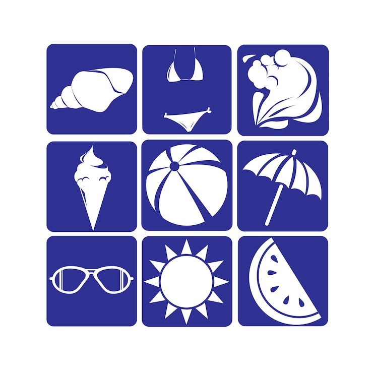 Vector silhouet vintage zomervakantie pictogramserie