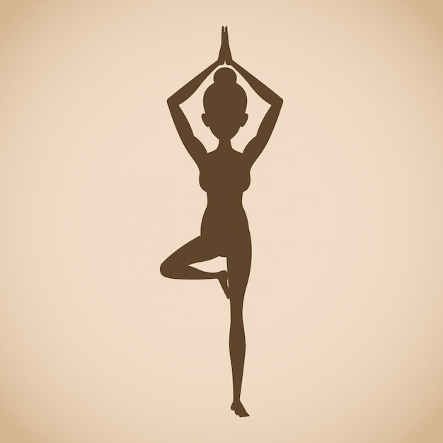 Silhouet vrouw pose yoga