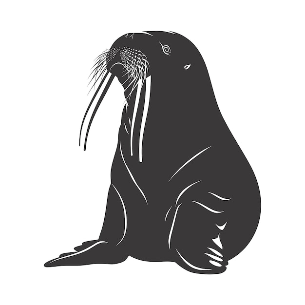 Silhouet walrus dier zwarte kleur alleen volledig lichaam