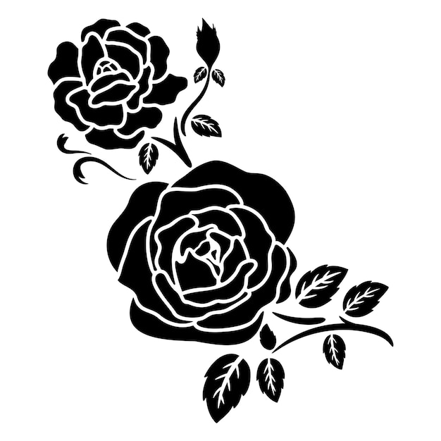 Silhouet zwarte roos bloem decoratie vector illustratie achtergrond