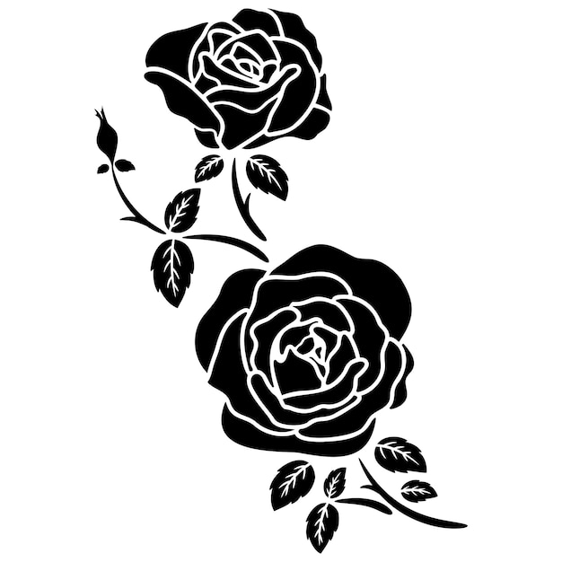 Silhouet zwarte roos bloem decoratie vector illustratie achtergrond