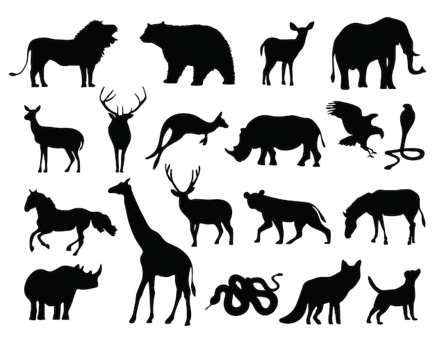 SilhouetdierencollectieVectorillustratie