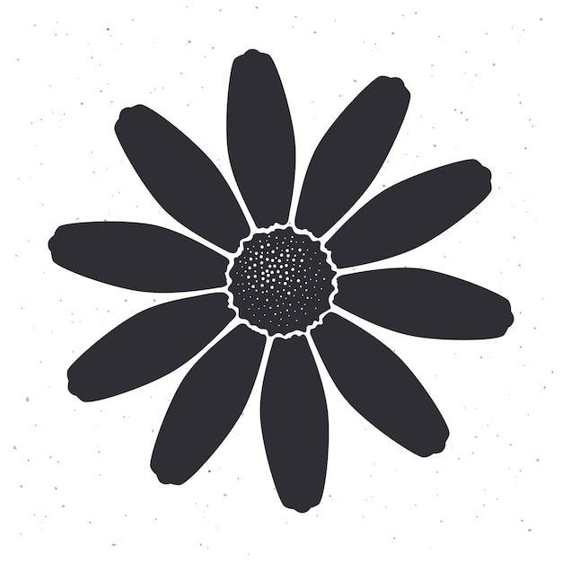 Silhouetillustratie van bloemkamille Hand getrokken vectormalplaatje