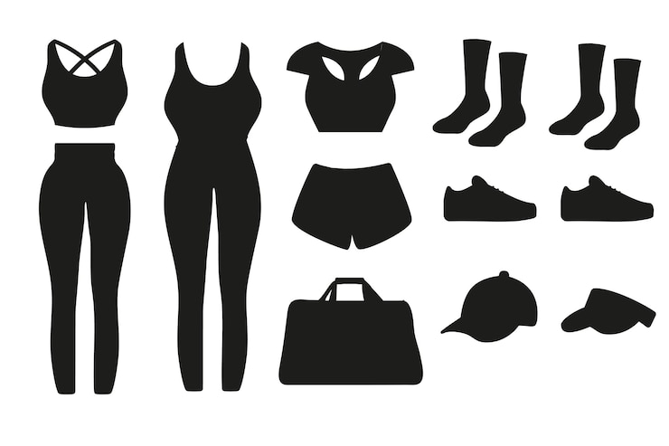 Vector silhouetkleding voor fitnesslessen in de sportschool sportkleding