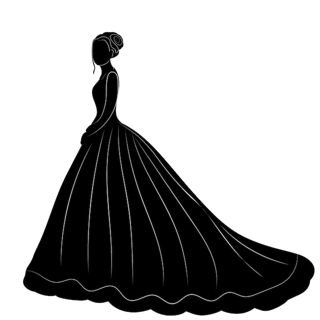 Silhouetprinses op witte achtergrond geïsoleerde vector