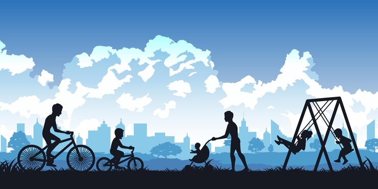 Silhouette of activities of people in park