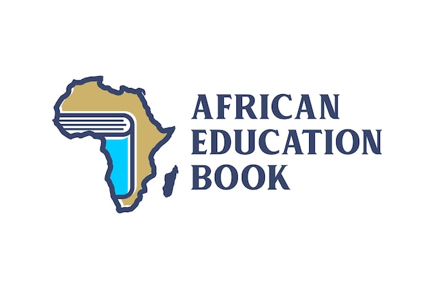 Silhouette of Africa Map With a Book Education logo design