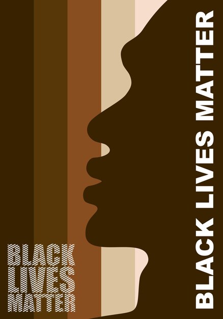 Vector silhouette of an african american face on a striped background in vector