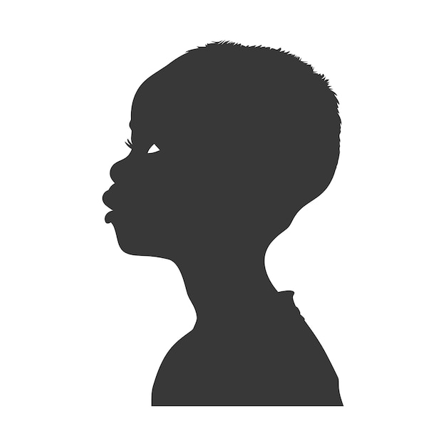 Silhouette african boy black color only