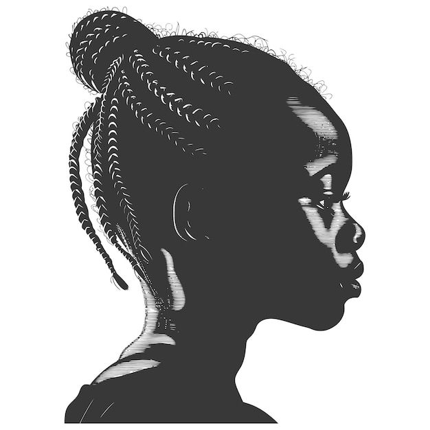 Silhouette african girl alone black color only