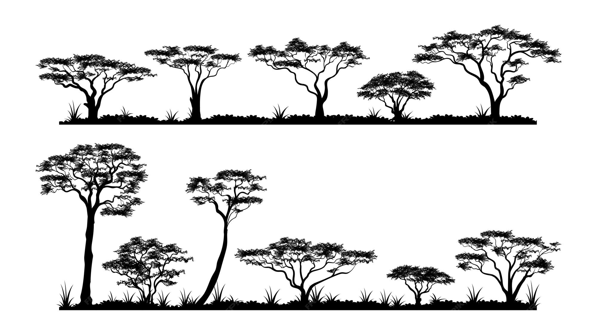 Premium Vector Silhouette African savanna trees individual vector